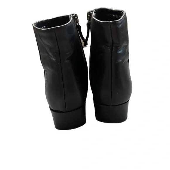 Aquatalia Fuoco Black Leather Ankle Booties Stacked Heel Size 6.5 Ankle Boots - Picture 8 of 12